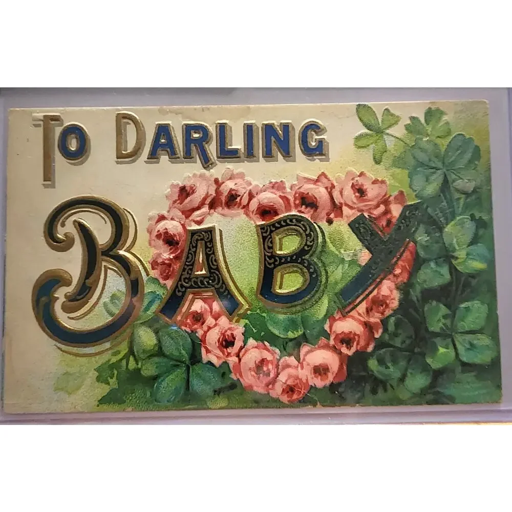 Lot Of Four Vintage Antique Embossed Postcards Christmas Baby Pet
